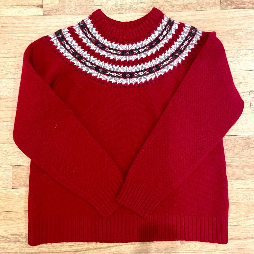 Vintage Red Woolrich Fair Isle Wool Sweater